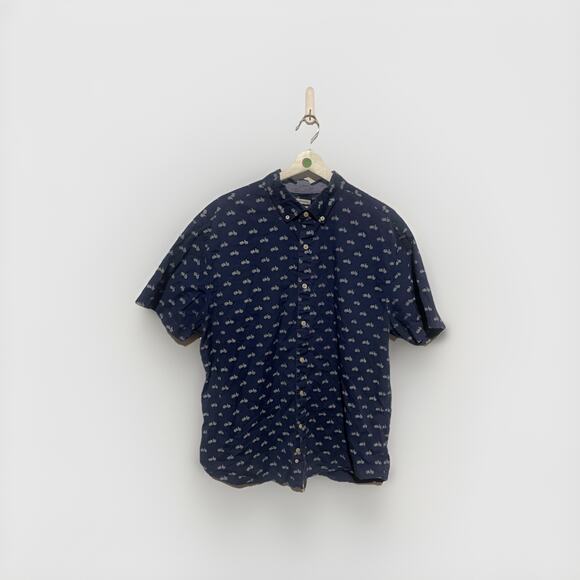 Crown & Ivy Shirt Blue And White Bicycle XL Button Up Short Sleeve - Picture 1 of 5